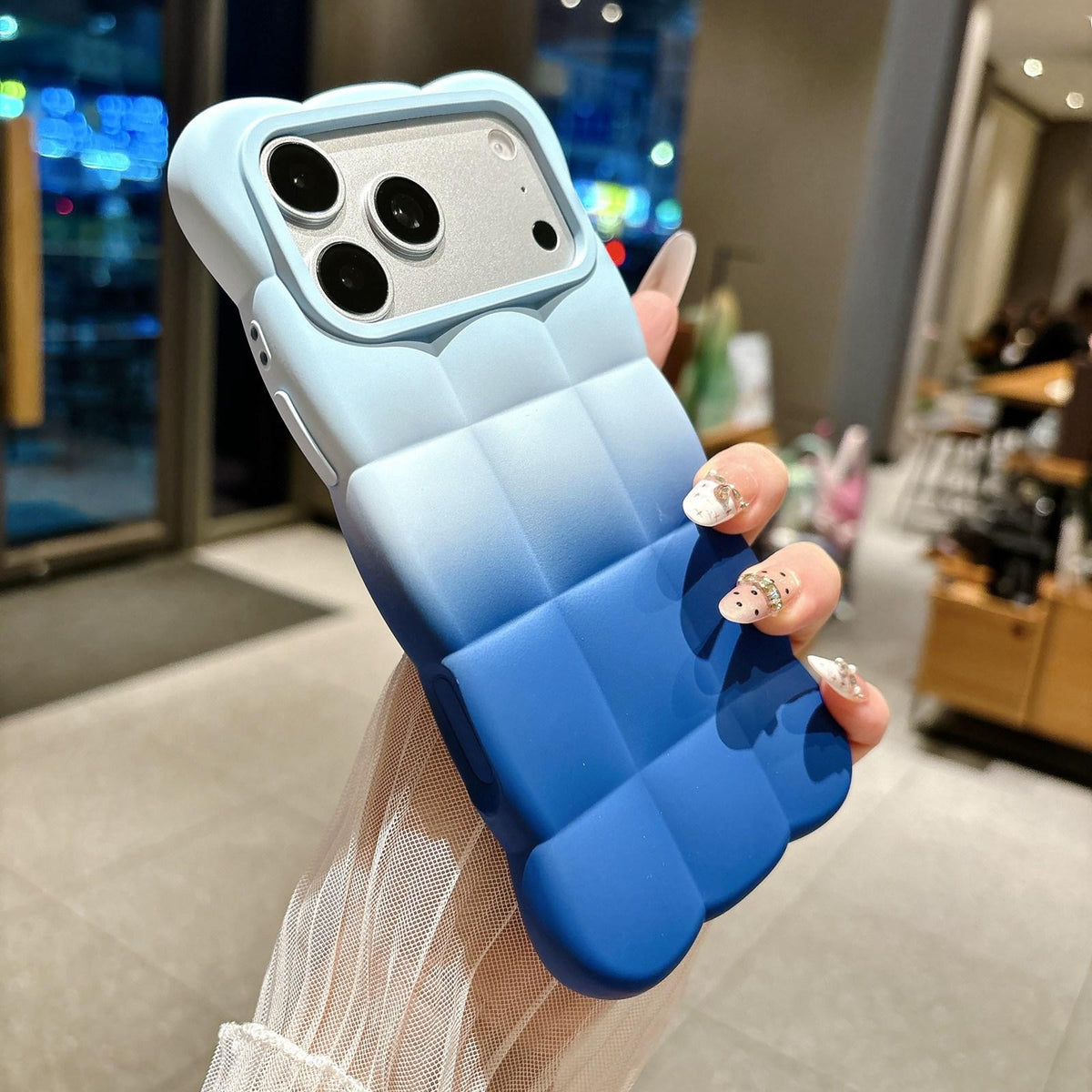 For iPhone 15 Gradient Cloud Square TPU Phone Case - Glaciers Oceans - EDA010214814F
