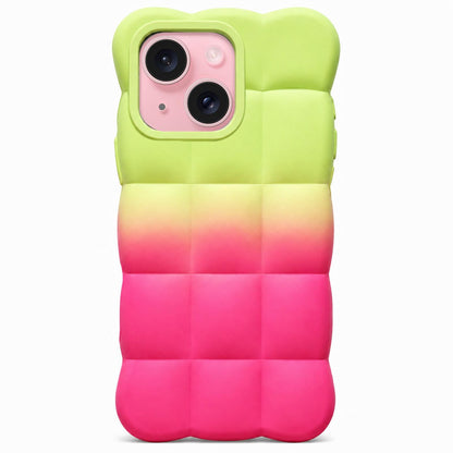 For iPhone 15 Gradient Cloud Square TPU Phone Case - Green Rose Red - EDA010214814G