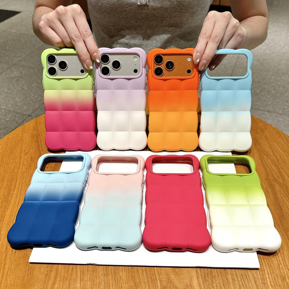 For iPhone 16 Pro Gradient Cloud Square TPU Phone Case - Orange Yellow - EDA010214808C