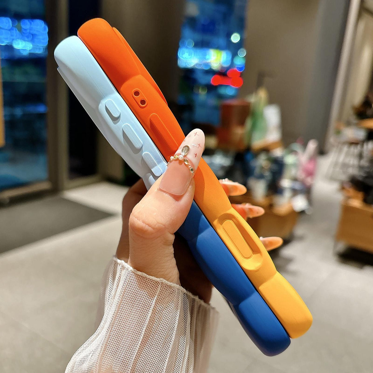 For iPhone 15 Pro Gradient Cloud Square TPU Phone Case - Orange Yellow - EDA010214812C