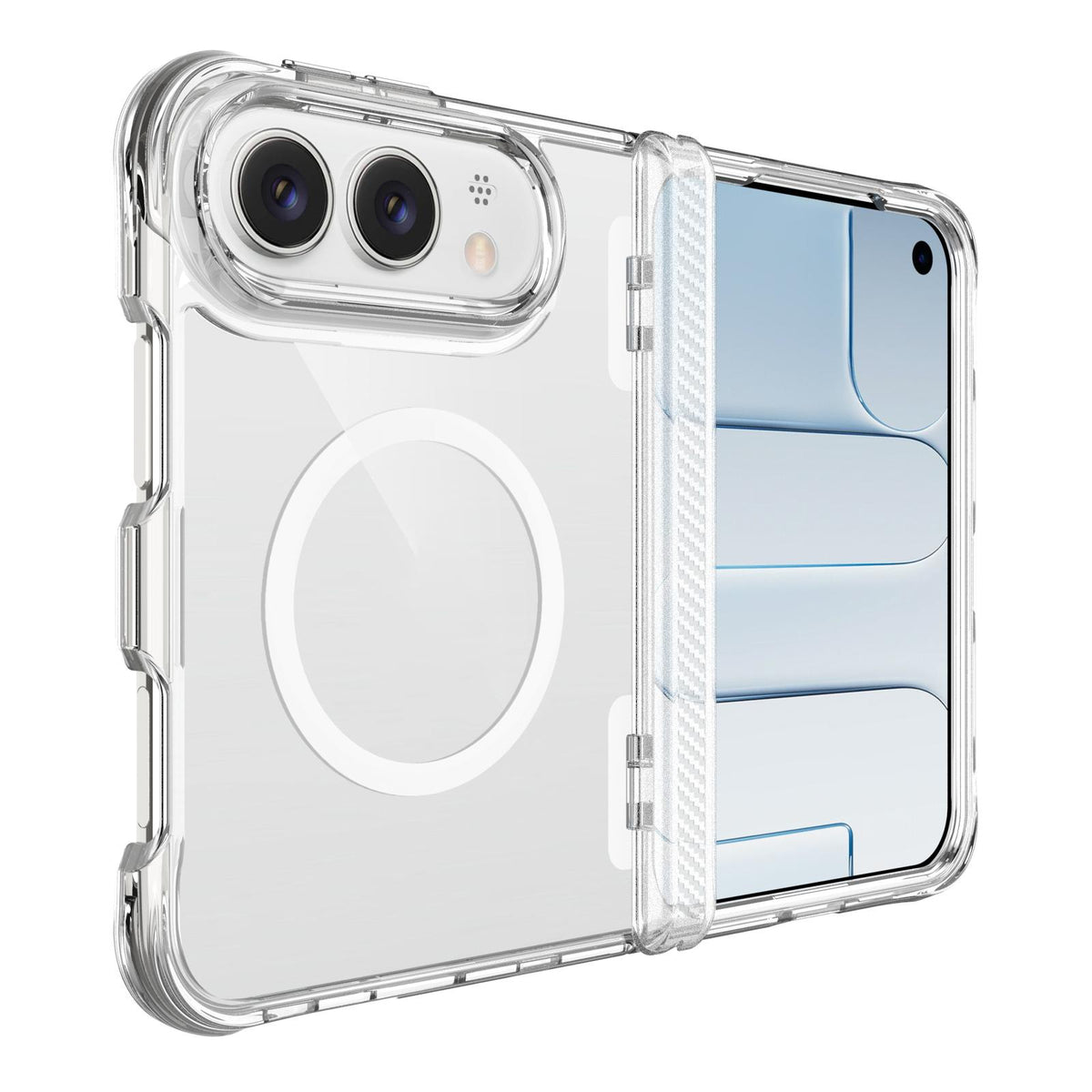 For iPhone Duo TPU + PC Hybrid 2.5mm Thick Hinge Shockproof Magnetic Phone Case - Transparent - EDA010215701A
