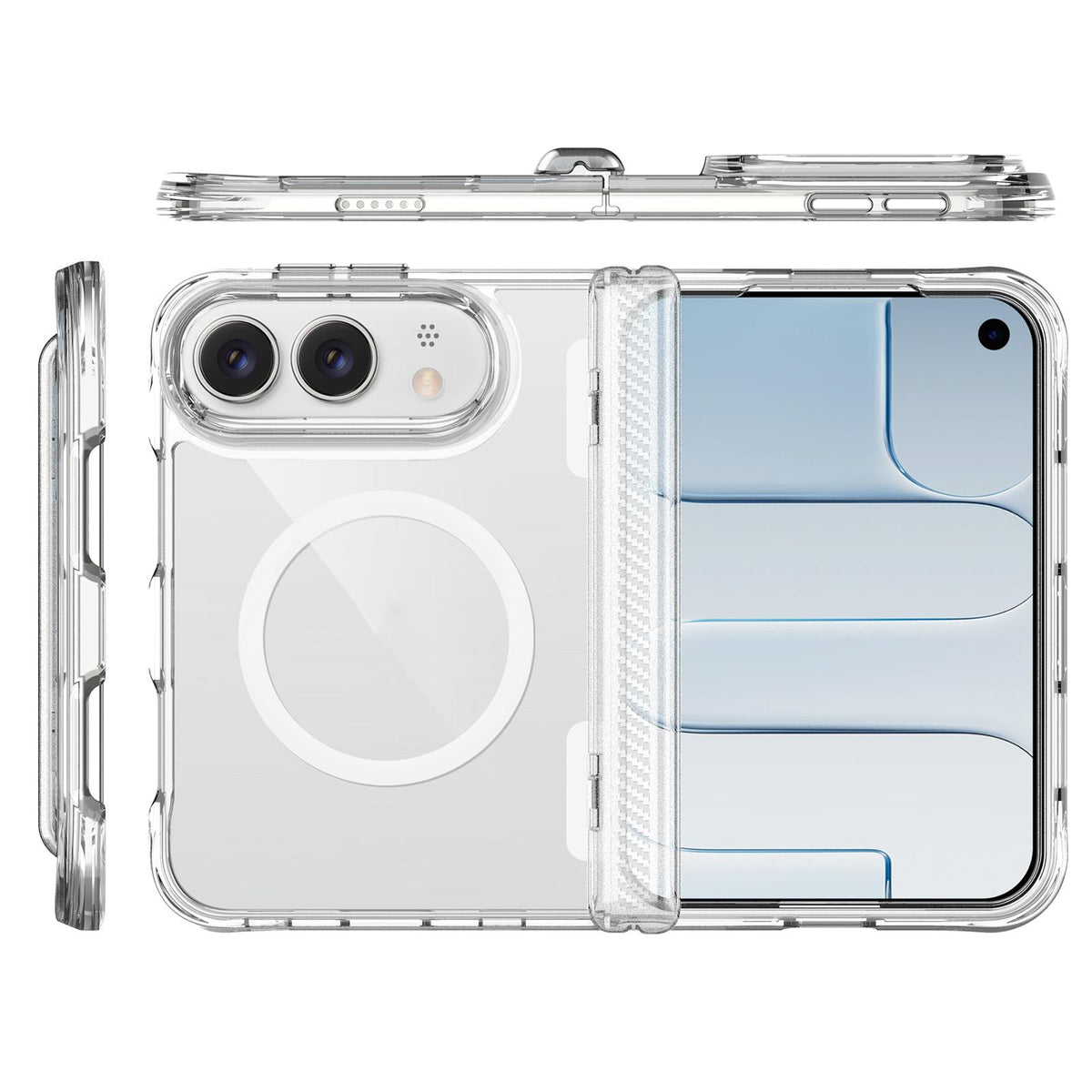 For iPhone Duo TPU + PC Hybrid 2.5mm Thick Hinge Shockproof Magnetic Phone Case - Transparent - EDA010215701A