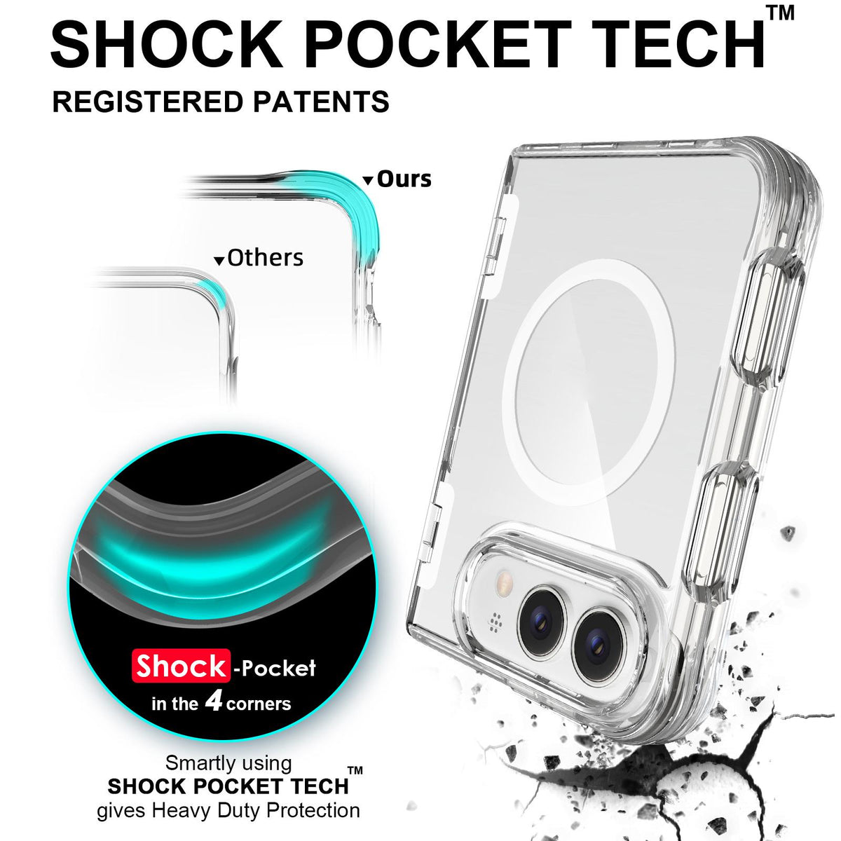 For iPhone Duo TPU + PC Hybrid 2.5mm Thick Hinge Shockproof Magnetic Phone Case - Transparent - EDA010215701A