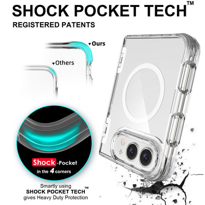 For iPhone Duo TPU + PC Hybrid 2.5mm Thick Hinge Shockproof Magnetic Phone Case - Transparent - EDA010215701A