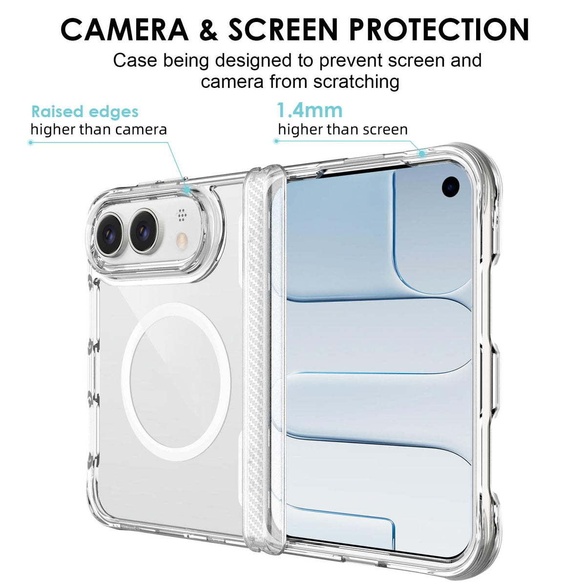 For iPhone Duo TPU + PC Hybrid 2.5mm Thick Hinge Shockproof Magnetic Phone Case - Transparent - EDA010215701A