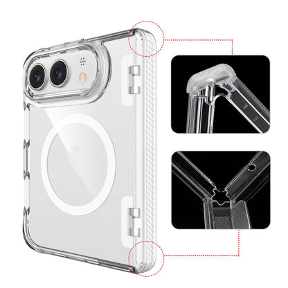 For iPhone Duo TPU + PC Hybrid 2.5mm Thick Hinge Shockproof Magnetic Phone Case - Transparent - EDA010215701A