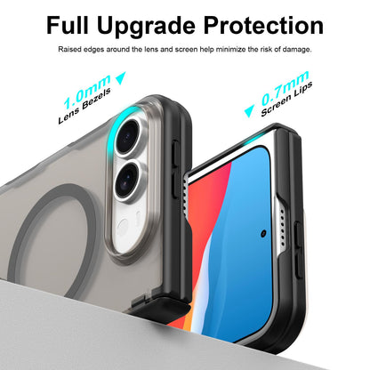 For iPhone Duo Fan Dun Series TPU Hybrid PC Magnetic Frosted Central Axis Phone Case - Black - EDA010215801A