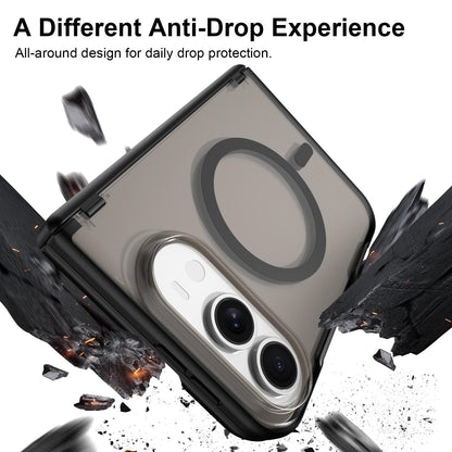 For iPhone Duo Fan Dun Series TPU Hybrid PC Magnetic Frosted Central Axis Phone Case - Black - EDA010215801A