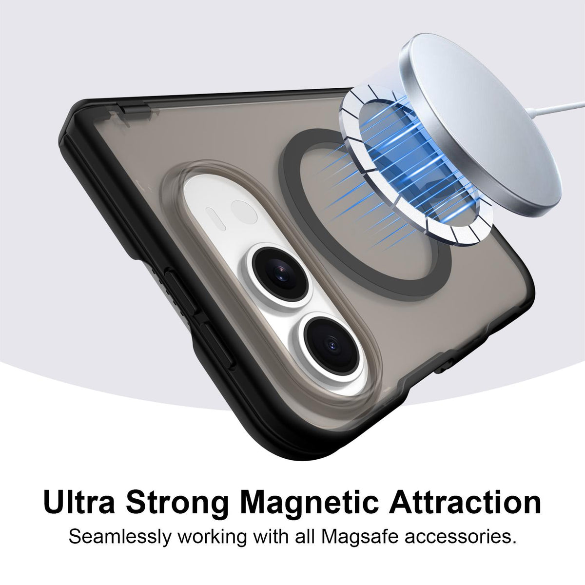 For iPhone Duo Fan Dun Series TPU Hybrid PC Magnetic Frosted Central Axis Phone Case - Black - EDA010215801A