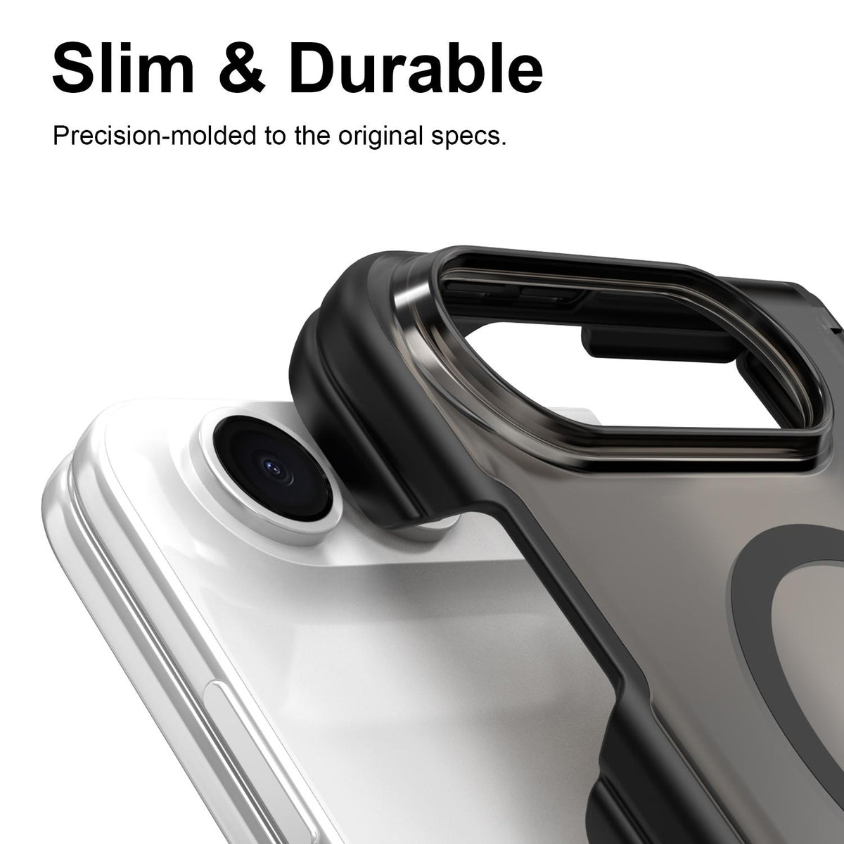 For iPhone Duo Fan Dun Series TPU Hybrid PC Magnetic Frosted Central Axis Phone Case - Black - EDA010215801A