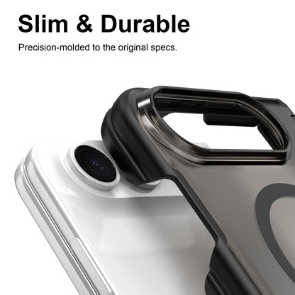 For iPhone Duo Fan Dun Series TPU Hybrid PC Magnetic Frosted Central Axis Phone Case - Black - EDA010215801A