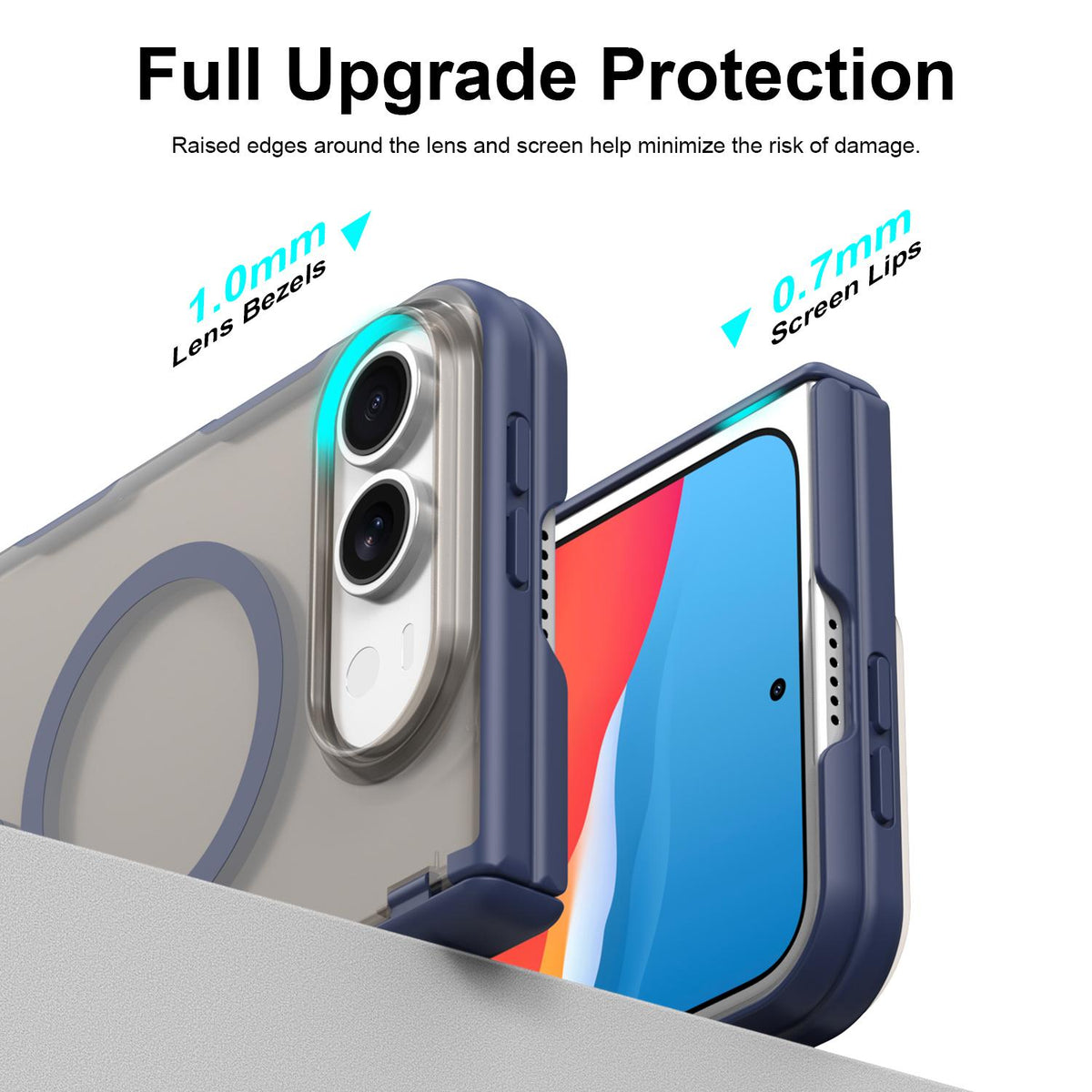 For iPhone Duo Fan Dun Series TPU Hybrid PC Magnetic Frosted Central Axis Phone Case - Blue - EDA010215801B