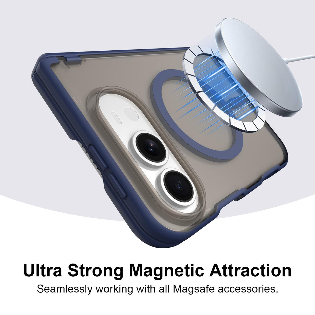 For iPhone Duo Fan Dun Series TPU Hybrid PC Magnetic Frosted Central Axis Phone Case - Blue - EDA010215801B