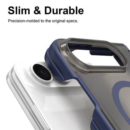For iPhone Duo Fan Dun Series TPU Hybrid PC Magnetic Frosted Central Axis Phone Case - Blue - EDA010215801B
