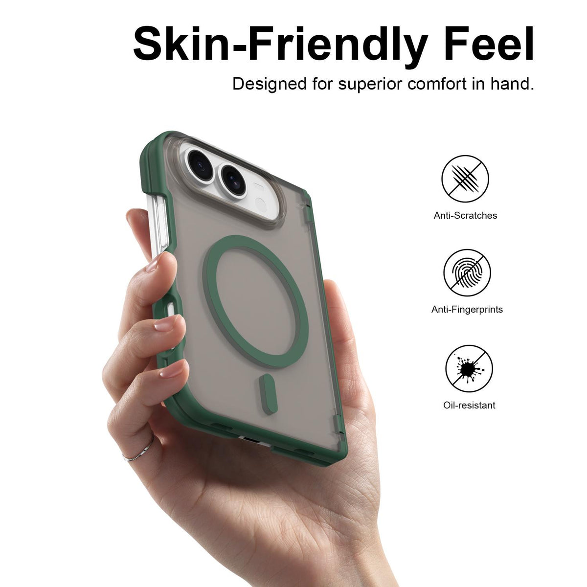 For iPhone Duo Fan Dun Series TPU Hybrid PC Magnetic Frosted Central Axis Phone Case - Green - EDA010215801C