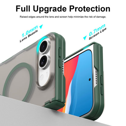 For iPhone Duo Fan Dun Series TPU Hybrid PC Magnetic Frosted Central Axis Phone Case - Green - EDA010215801C