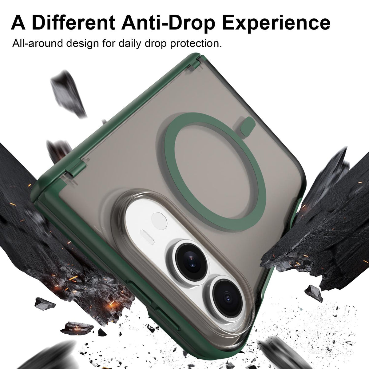 For iPhone Duo Fan Dun Series TPU Hybrid PC Magnetic Frosted Central Axis Phone Case - Green - EDA010215801C