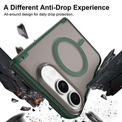 For iPhone Duo Fan Dun Series TPU Hybrid PC Magnetic Frosted Central Axis Phone Case - Green - EDA010215801C