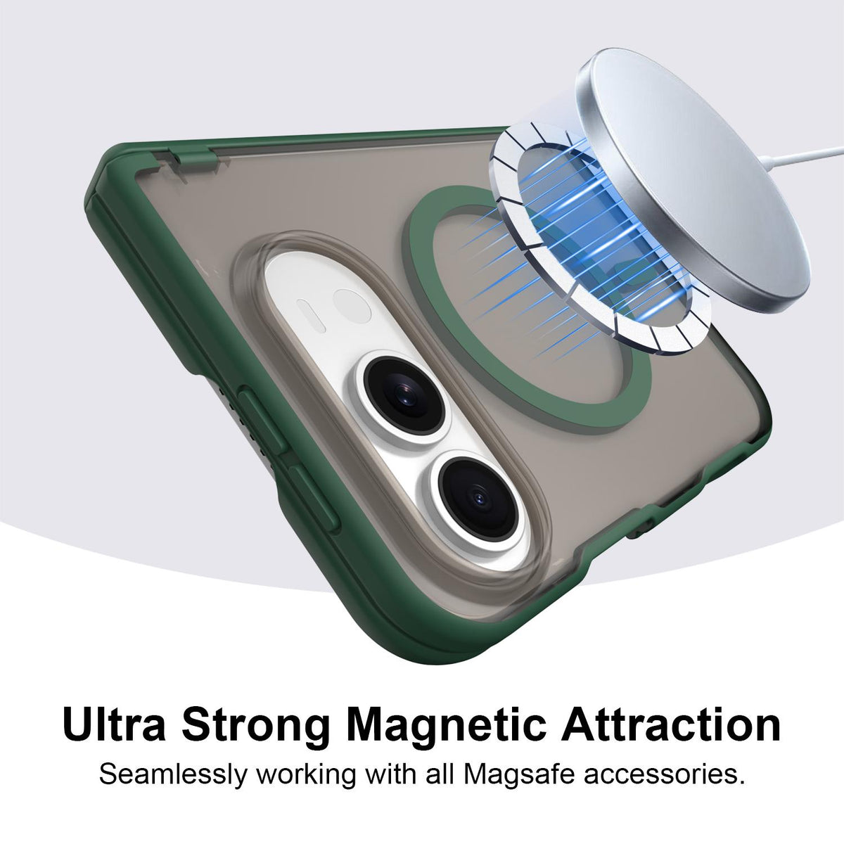 For iPhone Duo Fan Dun Series TPU Hybrid PC Magnetic Frosted Central Axis Phone Case - Green - EDA010215801C