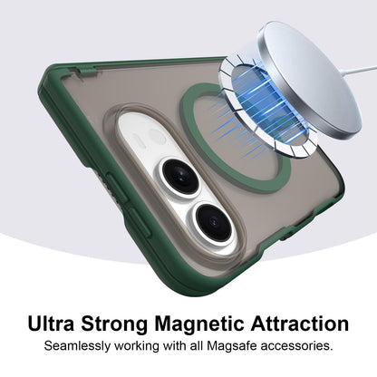 For iPhone Duo Fan Dun Series TPU Hybrid PC Magnetic Frosted Central Axis Phone Case - Green - EDA010215801C