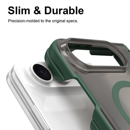 For iPhone Duo Fan Dun Series TPU Hybrid PC Magnetic Frosted Central Axis Phone Case - Green - EDA010215801C