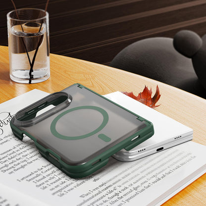 For iPhone Duo Fan Dun Series TPU Hybrid PC Magnetic Frosted Central Axis Phone Case - Green - EDA010215801C