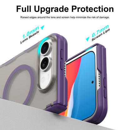 For iPhone Duo Fan Dun Series TPU Hybrid PC Magnetic Frosted Central Axis Phone Case - Purple - EDA010215801D