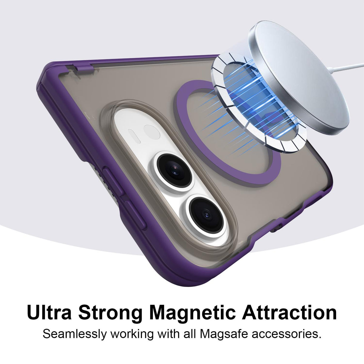 For iPhone Duo Fan Dun Series TPU Hybrid PC Magnetic Frosted Central Axis Phone Case - Purple - EDA010215801D