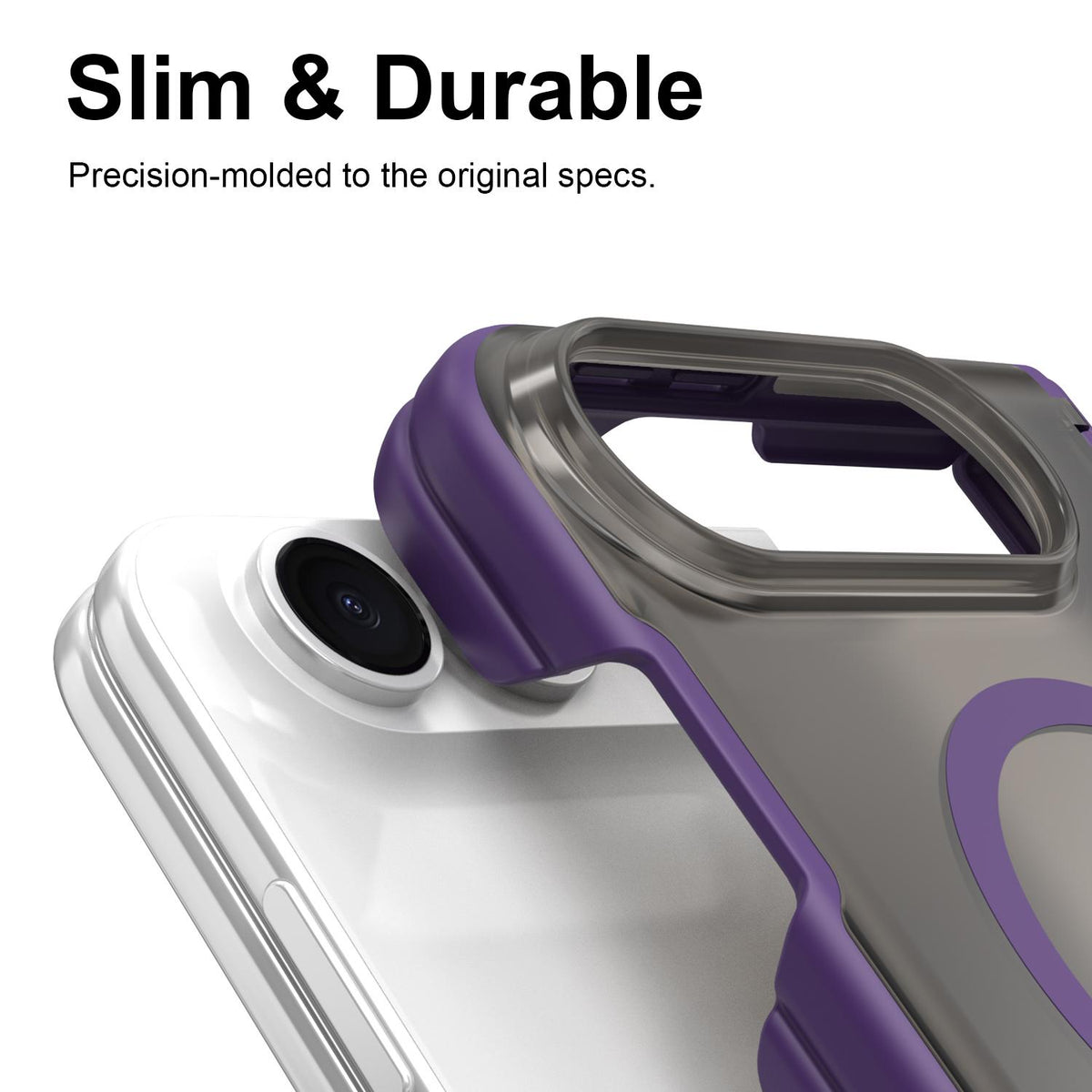 For iPhone Duo Fan Dun Series TPU Hybrid PC Magnetic Frosted Central Axis Phone Case - Purple - EDA010215801D