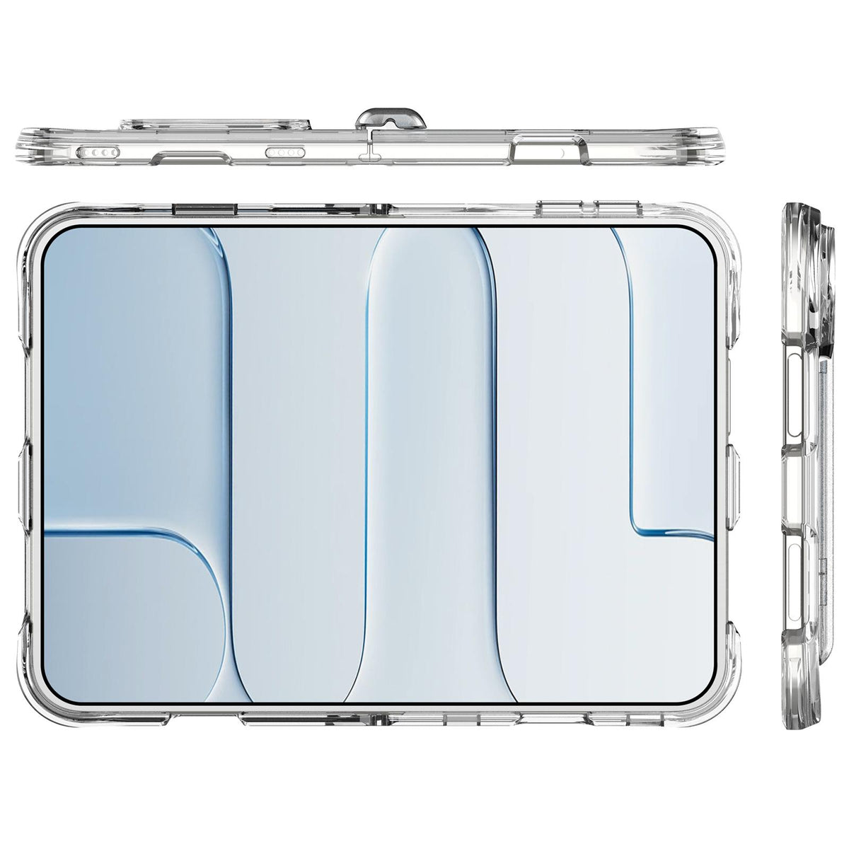 For iPhone Duo TPU + PC Hybrid 2.5mm Thick Hinge Shockproof Magnetic Phone Case with Holder - Transparent - EDA010215901A