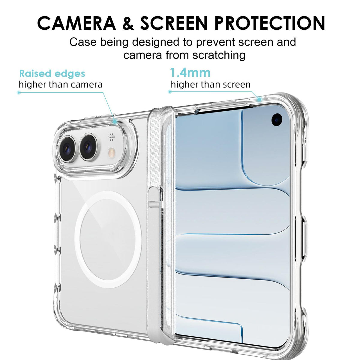 For iPhone Duo TPU + PC Hybrid 2.5mm Thick Hinge Shockproof Magnetic Phone Case with Holder - Transparent - EDA010215901A