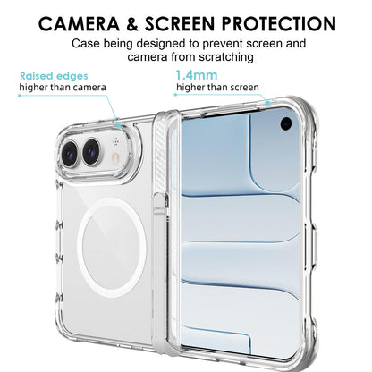 For iPhone Duo TPU + PC Hybrid 2.5mm Thick Hinge Shockproof Magnetic Phone Case with Holder - Transparent - EDA010215901A