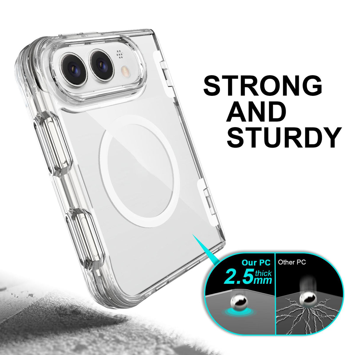 For iPhone Duo TPU + PC Hybrid 2.5mm Thick Hinge Shockproof Magnetic Phone Case with Holder - Transparent - EDA010215901A