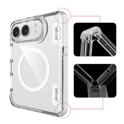 For iPhone Duo TPU + PC Hybrid 2.5mm Thick Hinge Shockproof Magnetic Phone Case with Holder - Transparent - EDA010215901A