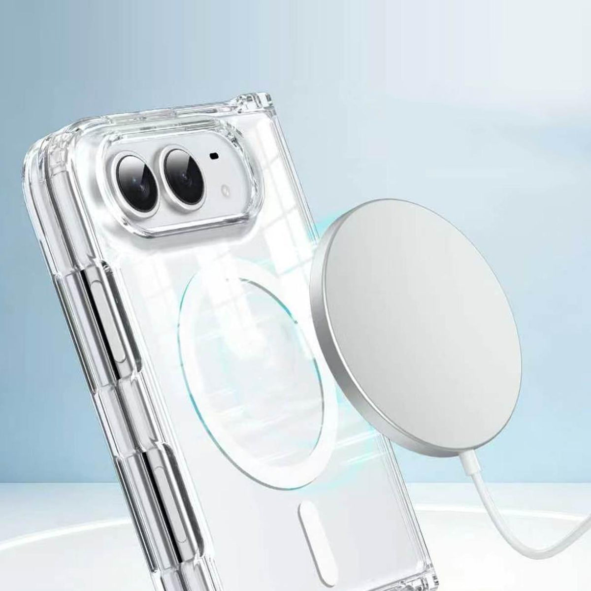 For iPhone Duo Crystal-Clear Magnetic Folding Phone Case - Transparent - EDA010216101A