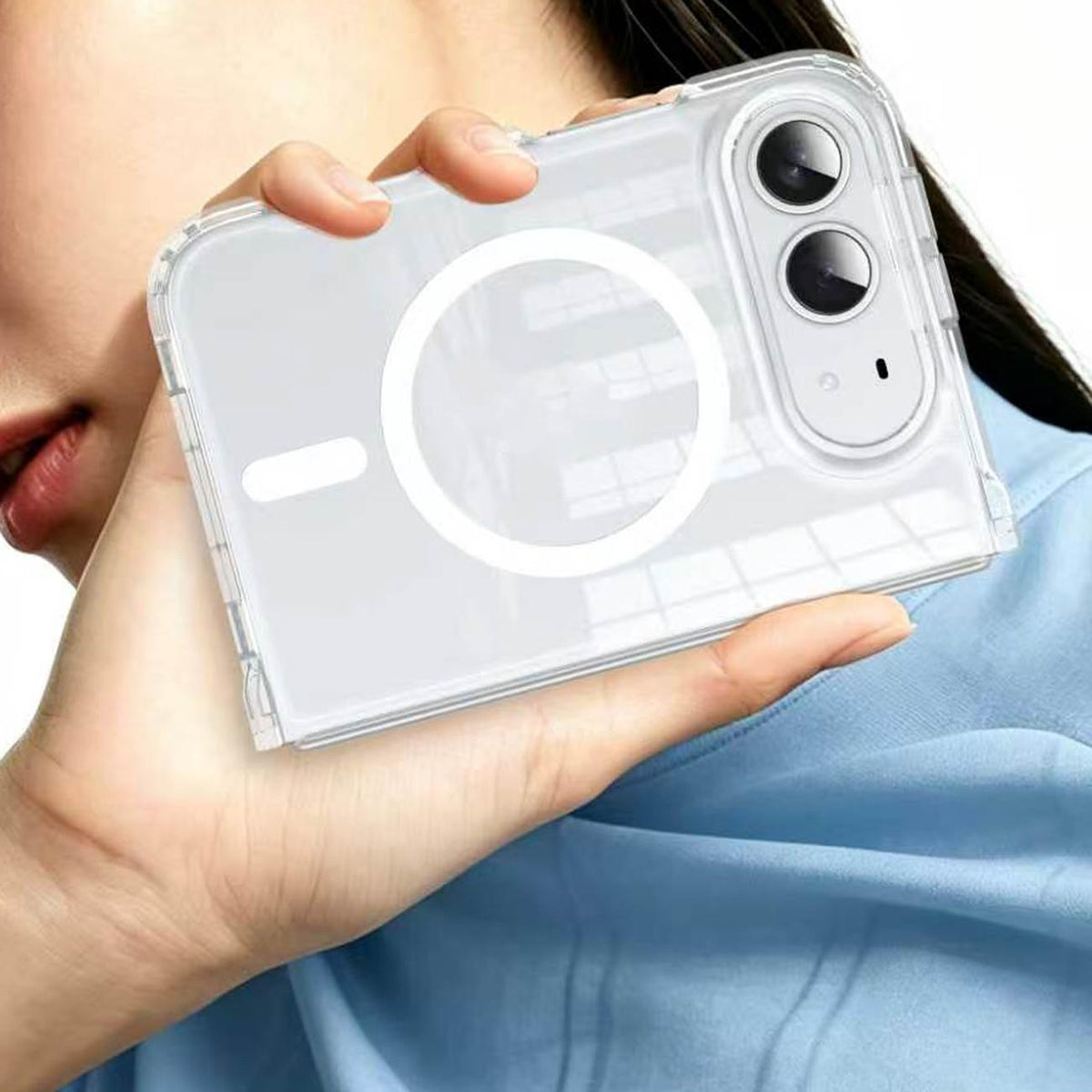 For iPhone Duo Crystal-Clear Magnetic Folding Phone Case - Transparent - EDA010216101A