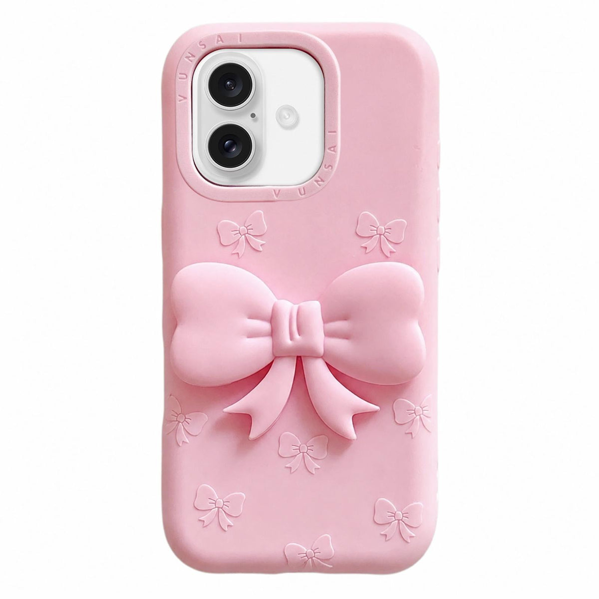 For iPhone 16 Plus Cute 3D Bow Silicone Phone Case - Pink - EDA010216906B