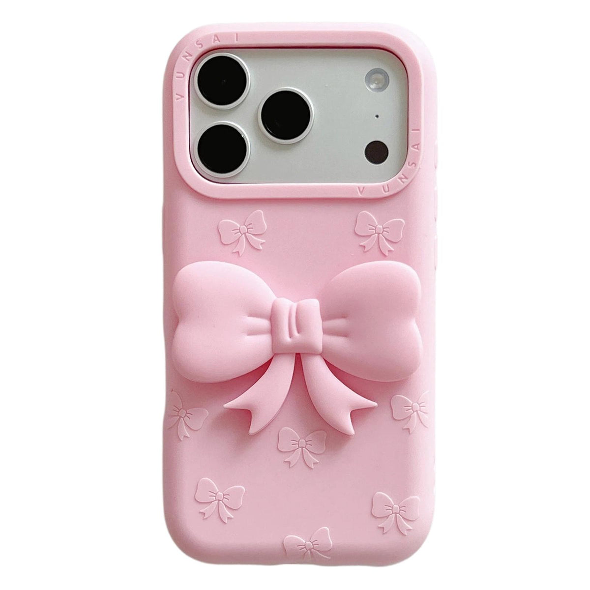 For iPhone 18 Pro Max Cute 3D Bow Silicone Phone Case - Pink - EDA010216912B