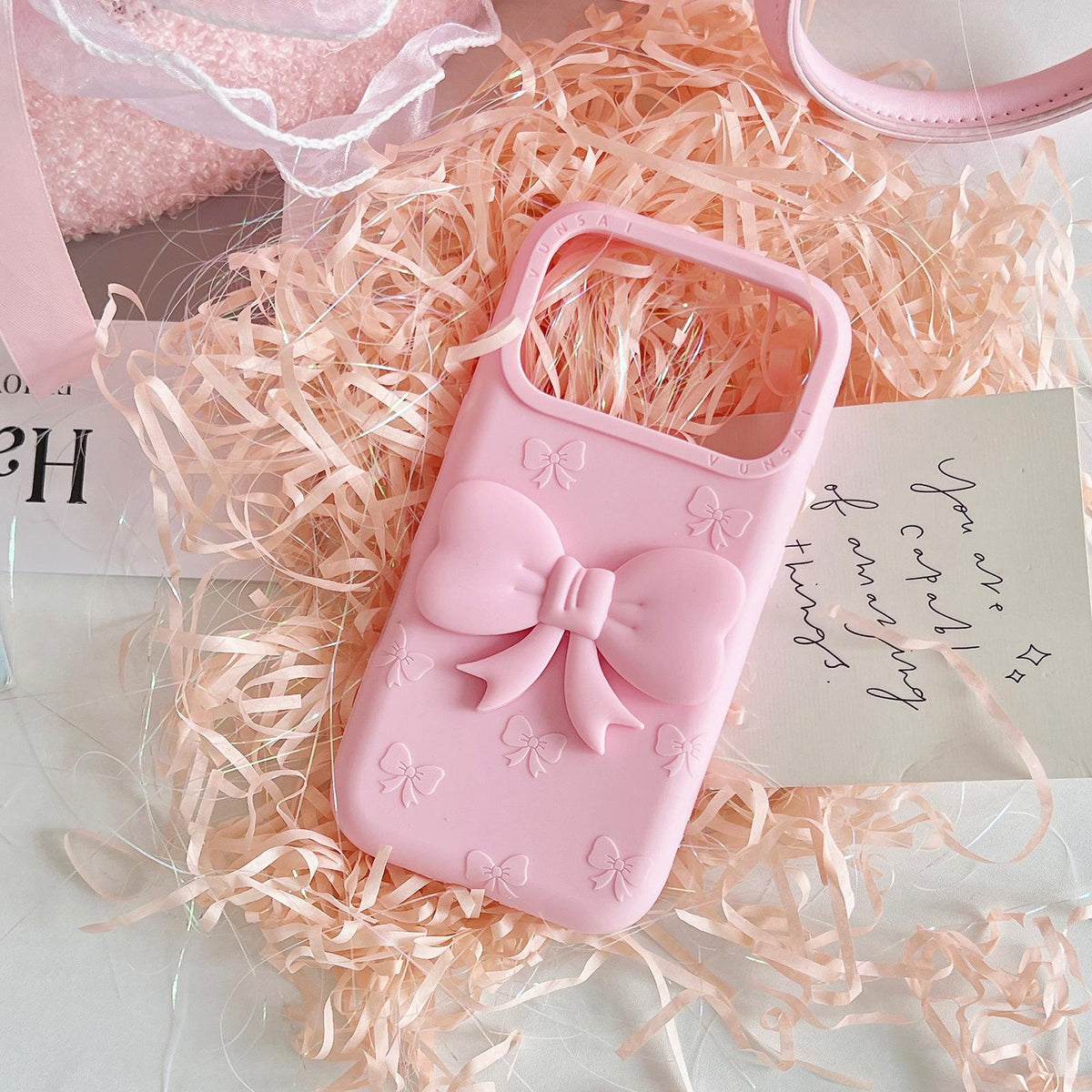 For iPhone 16 Cute 3D Bow Silicone Phone Case - Rose Red - EDA010216907A