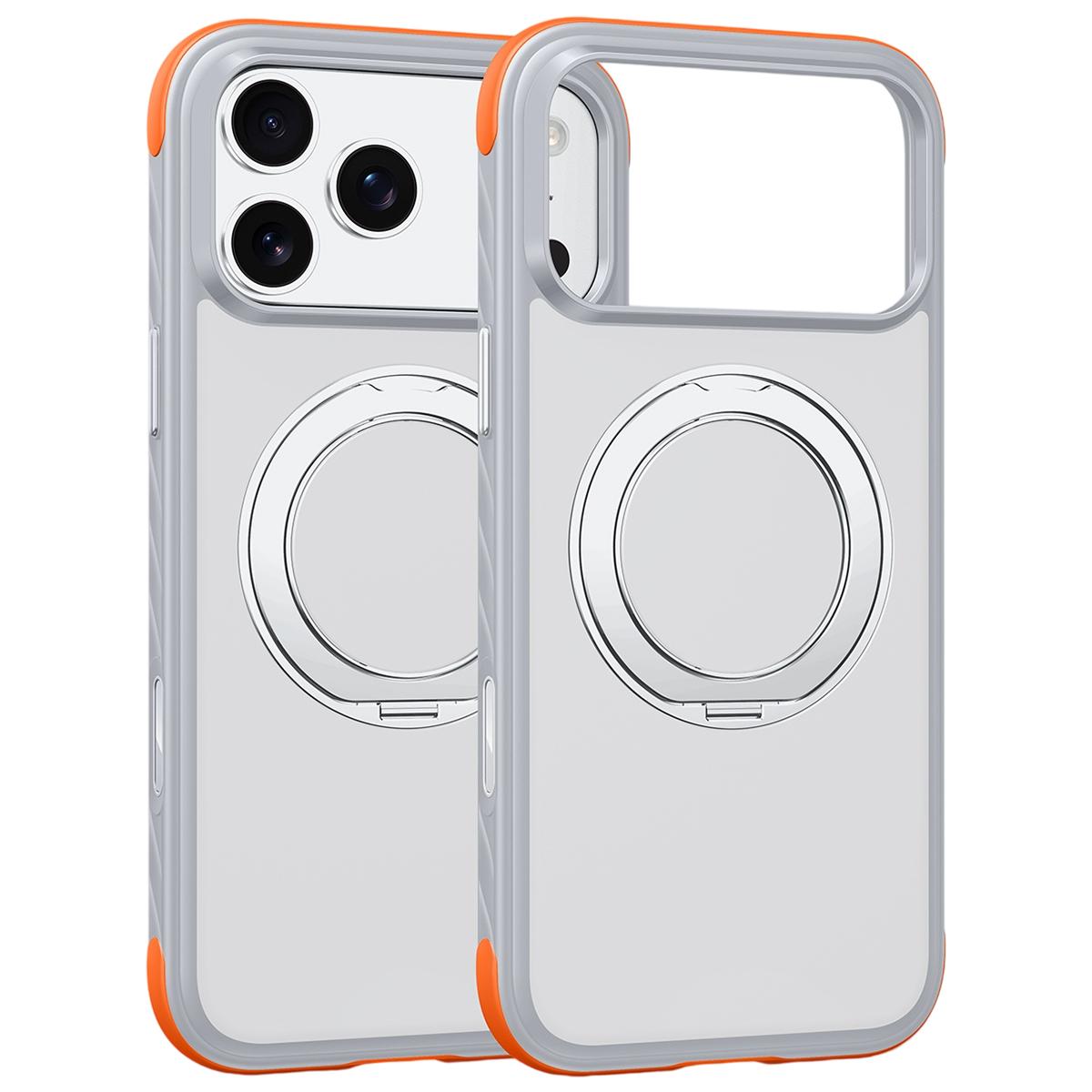For iPhone 18 Pro Magnetic Shockproof Protective Phone Case with 360 Degree Rotating Holder - White - EDA010218001B