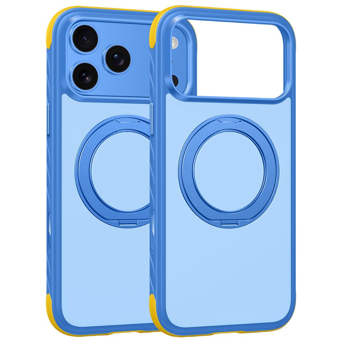 For iPhone 17 Pro Magnetic Shockproof Protective Phone Case with 360 Degree Rotating Holder - Blue - EDA010218003C