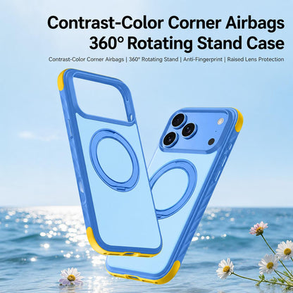 For iPhone 17 Pro Magnetic Shockproof Protective Phone Case with 360 Degree Rotating Holder - Black - EDA010218003D