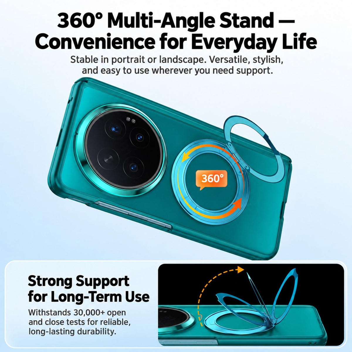 For vivo X Fold6 5G Intergrated Shell And Flim Skin Feel Magnetic Hinge Frosted Phone Case with 360 Rotating Holder - Black - EDA010220201B