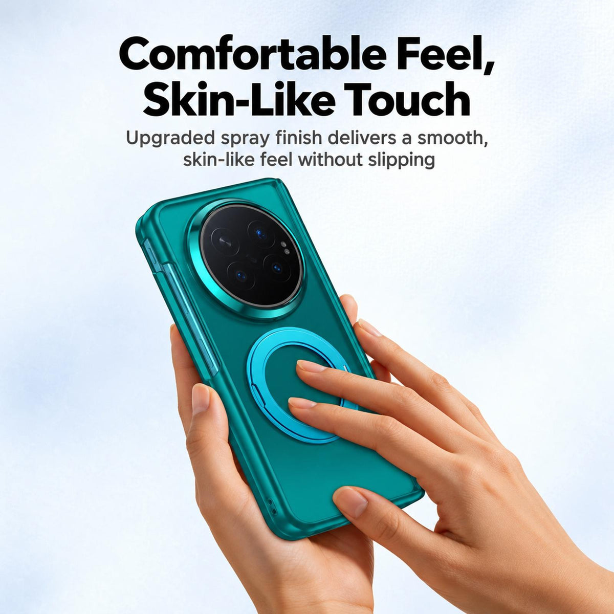 For vivo X Fold6 5G Intergrated Shell And Flim Skin Feel Magnetic Hinge Frosted Phone Case with 360 Rotating Holder - Black - EDA010220201B