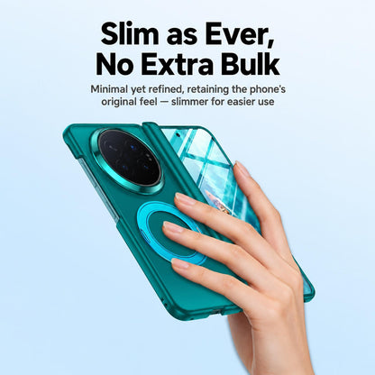 For vivo X Fold6 5G Intergrated Shell And Flim Skin Feel Magnetic Hinge Frosted Phone Case with 360 Rotating Holder - Black - EDA010220201B