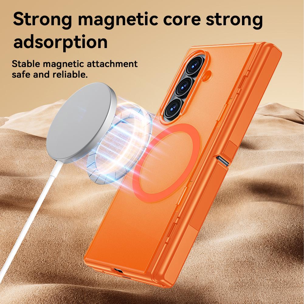 For Galaxy Z Fold8 5G Intergrated Shell And Flim Translucent Back Panel Hinge Holder Magnetic Phone Case - Black - EDA010221501B