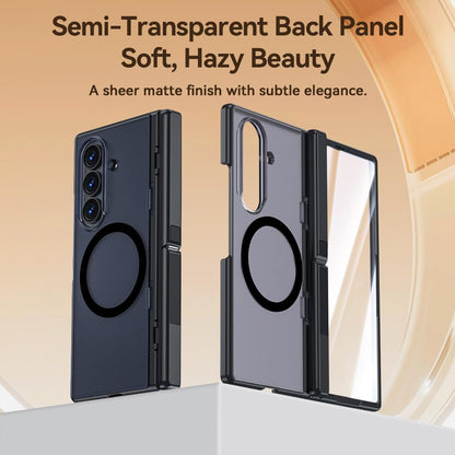 For Galaxy Z Fold8 5G Intergrated Shell And Flim Translucent Back Panel Hinge Holder Magnetic Phone Case - Grey - EDA010221501C