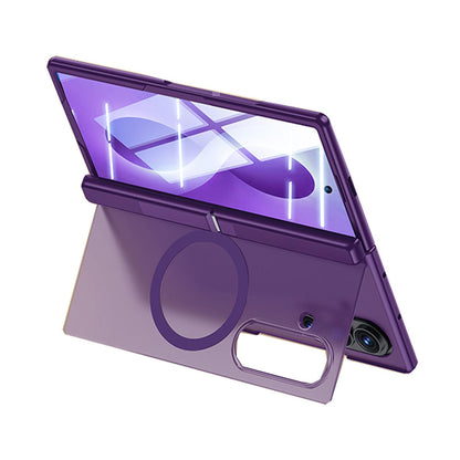 For Galaxy Z Fold8 5G Intergrated Shell And Flim Translucent Back Panel Hinge Holder Magnetic Phone Case - Purple - EDA010221501E