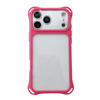 For iPhone 18 Pro Four-corners Lanyard Holes Acrylic Hybrid TPU  Phone Case - Rose Red - EDA010222701D