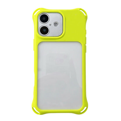 For iPhone 17 Four-corners Lanyard Holes Acrylic Hybrid TPU  Phone Case - Lemon Green - EDA010222705F